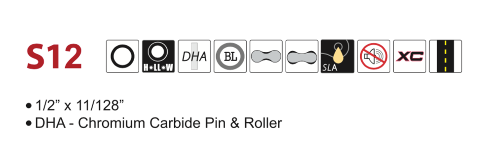 CADENA YBN 12V S12-S2 SILVER 126L