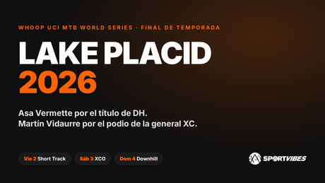 Lake Placid 2026, final de la Copa del Mundo UCI MTB: Asa Vermette por el título de downhill y Martín Vidaurre por el podio de la general de cross country. Gráfica de Sportvibes.