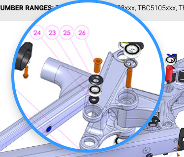 Repuesto Transition cuadro Trunnion Shock Bolt V2 10mm x 24mm (TSC-TRC-24L)